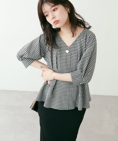 natural couture（ナチュラルクチュール）の「osonoタックデザインペプラム5分袖ブラウス（シャツ/ブラウス・レディース・オフホワイト/その他1/その他2/その他3・FREE）」の9枚目の写真