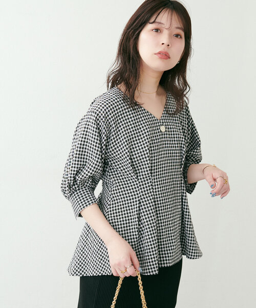 natural couture（ナチュラルクチュール）の「osonoタックデザインペプラム5分袖ブラウス（シャツ/ブラウス・レディース・オフホワイト/その他1/その他2/その他3・FREE）」の10枚目の写真