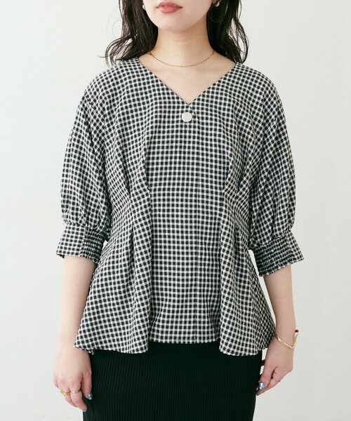 natural couture（ナチュラルクチュール）の「osonoタックデザインペプラム5分袖ブラウス（シャツ/ブラウス・レディース・オフホワイト/その他1/その他2/その他3・FREE）」の13枚目の写真