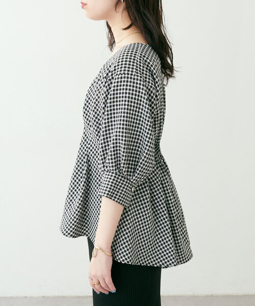 natural couture（ナチュラルクチュール）の「osonoタックデザインペプラム5分袖ブラウス（シャツ/ブラウス・レディース・オフホワイト/その他1/その他2/その他3・FREE）」の14枚目の写真