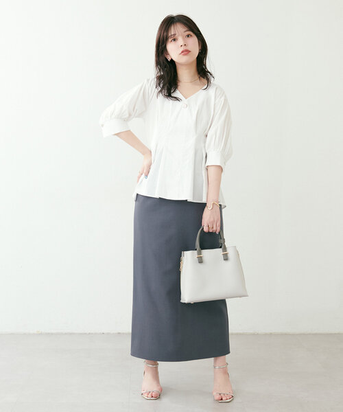 natural couture（ナチュラルクチュール）の「osonoタックデザインペプラム5分袖ブラウス（シャツ/ブラウス・レディース・オフホワイト/その他1/その他2/その他3・FREE）」の21枚目の写真