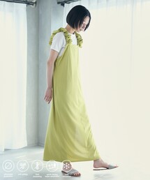 Firsthand | Firsthand/ファーストハンド 機能性素材 AIRDRY ドロストショルダーワンピース / エアドライ ギャザーロングワンピース / 吸水速乾 / 接触冷感 / UVカット(ワンピース)