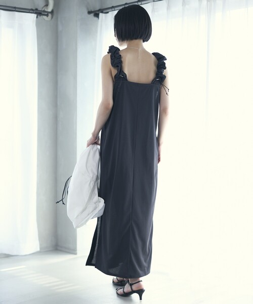 Firsthand（ファーストハンド）の「Firsthand/ファーストハンド 機能性素材 AIRDRY ドロストショルダーワンピース / エアドライ ギャザーロングワンピース / 吸水速乾 / 接触冷感 / UVカット（ワンピース・レディース・ブラック/ブルーグリーン/ラベンダー・FREE）」の19枚目の写真