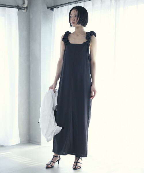 Firsthand（ファーストハンド）の「Firsthand/ファーストハンド 機能性素材 AIRDRY ドロストショルダーワンピース / エアドライ ギャザーロングワンピース / 吸水速乾 / 接触冷感 / UVカット（ワンピース・レディース・ブラック/ブルーグリーン/ラベンダー・FREE）」の21枚目の写真