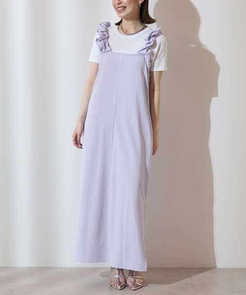 Firsthand（ファーストハンド）の「Firsthand/ファーストハンド 機能性素材 AIRDRY ドロストショルダーワンピース / エアドライ ギャザーロングワンピース / 吸水速乾 / 接触冷感 / UVカット（ワンピース・レディース・ブラック/ブルーグリーン/ラベンダー・FREE）」の12枚目の写真