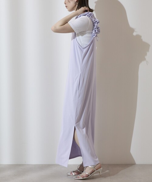 Firsthand（ファーストハンド）の「Firsthand/ファーストハンド 機能性素材 AIRDRY ドロストショルダーワンピース / エアドライ ギャザーロングワンピース / 吸水速乾 / 接触冷感 / UVカット（ワンピース・レディース・ブラック/ブルーグリーン/ラベンダー・FREE）」の13枚目の写真