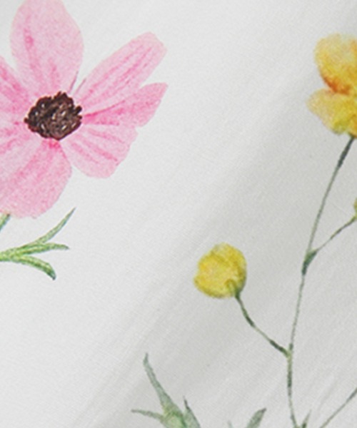 フリルレースヘム フラワープリント ロングワンピース FC25L023