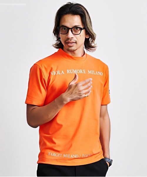 VIOLA(ヴィオラ)の「『VIOLA rumore/ヴィオラ ルモーレ』モックネック半袖Tシャツ(Tシャツ/カットソー・メンズ・ブラック/オレンジ/ホワイト・XL/L/M)」の1枚目の写真