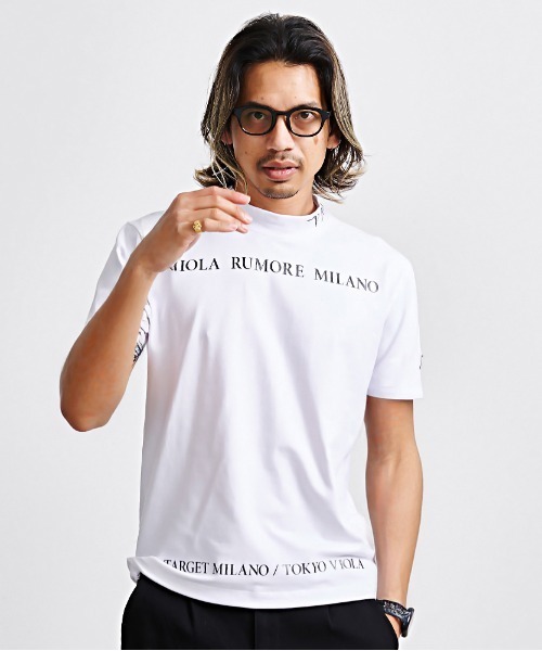 VIOLA(ヴィオラ)の「『VIOLA rumore/ヴィオラ ルモーレ』モックネック半袖Tシャツ(Tシャツ/カットソー・メンズ・ブラック/オレンジ/ホワイト・XL/L/M)」の5枚目の写真