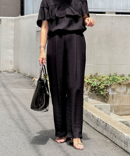 NOLLEY’S（ノーリーズ）の「◇【WEB限定】《セットアップ対応》ジュピターインゴムイージーワイドパンツ（その他パンツ・レディース・ブラック/ベージュ/ネイビー・36/38）」の4枚目の写真