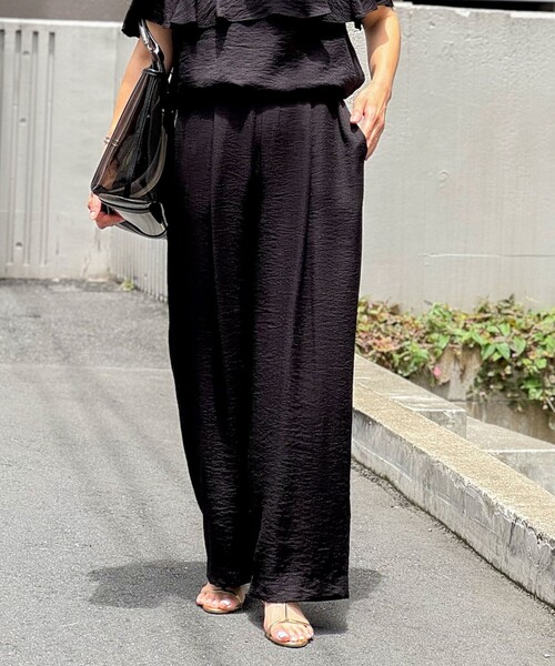 NOLLEY’S（ノーリーズ）の「◇【WEB限定】《セットアップ対応》ジュピターインゴムイージーワイドパンツ（その他パンツ・レディース・ブラック/ベージュ/ネイビー・36/38）」の5枚目の写真