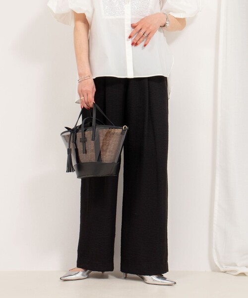 NOLLEY’S（ノーリーズ）の「◇【WEB限定】《セットアップ対応》ジュピターインゴムイージーワイドパンツ（その他パンツ・レディース・ブラック/ベージュ/ネイビー・36/38）」の6枚目の写真