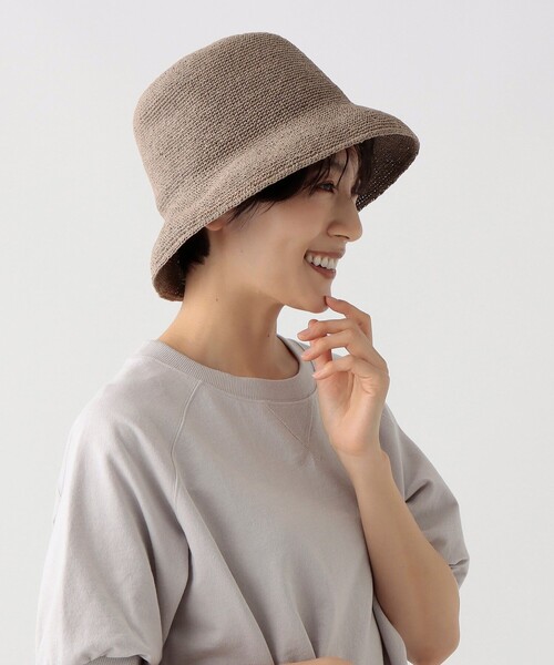 Afternoon Tea（アフタヌーンティー）の「細編みバケットUVハット（ハット・レディース・グレー/ブラック・ONE SIZE）」の6枚目の写真