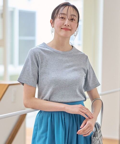 ANY(エニィ)の「ラメテレコTシャツ(Tシャツ/カットソー・レディース・ライトグレー系/ベージュ系・4)」の9枚目の写真