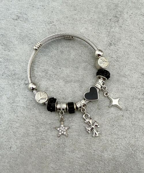 WEGO（ウィゴー）の「WEGO/チャームブレス（ブレスレット・レディース・ライトピンク/ブラック/その他1・FREE）」の2枚目の写真