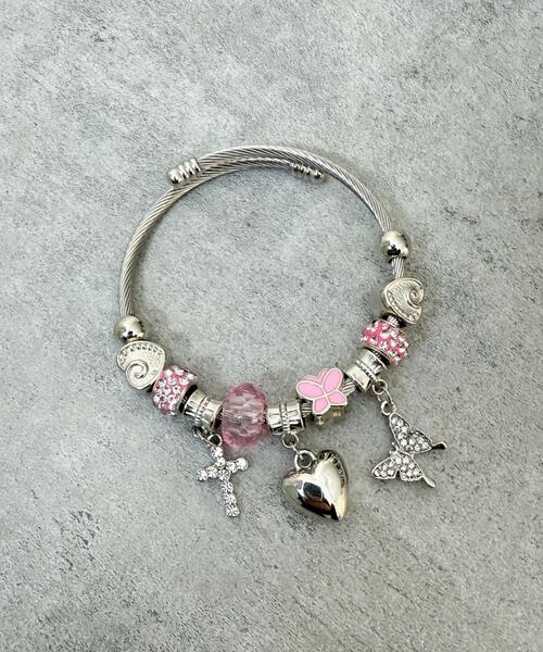 WEGO（ウィゴー）の「WEGO/チャームブレス（ブレスレット・レディース・ライトピンク/ブラック/その他1・FREE）」の4枚目の写真