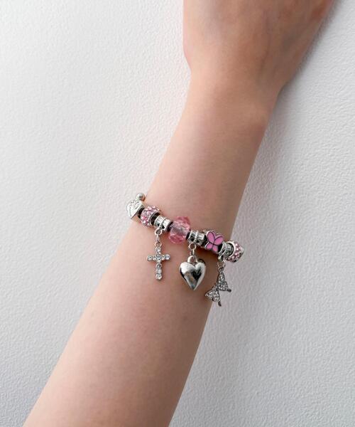 WEGO（ウィゴー）の「WEGO/チャームブレス（ブレスレット・レディース・ライトピンク/ブラック/その他1・FREE）」の5枚目の写真