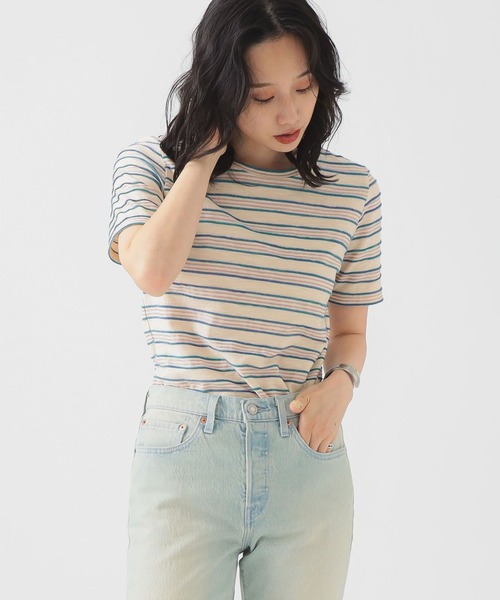 B:MING by BEAMS(ビーミングバイビームス)の「タック ボーダー プルオーバー(Tシャツ/カットソー・レディース・ホワイト系その他5/ブラック/ミント・ONE SIZE)」の2枚目の写真