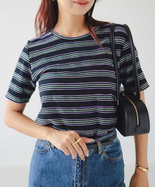 B:MING by BEAMS(ビーミングバイビームス)の「タック ボーダー プルオーバー(Tシャツ/カットソー・レディース・ホワイト系その他5/ブラック/ミント・ONE SIZE)」の7枚目の写真