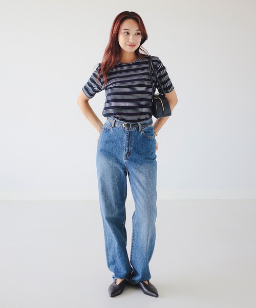 B:MING by BEAMS(ビーミングバイビームス)の「タック ボーダー プルオーバー(Tシャツ/カットソー・レディース・ホワイト系その他5/ブラック/ミント・ONE SIZE)」の4枚目の写真