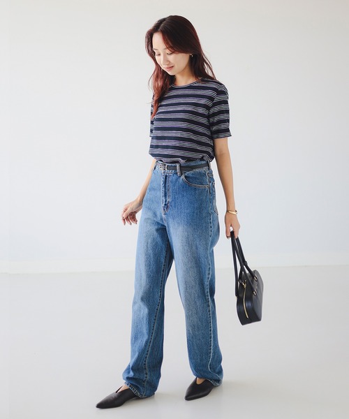 B:MING by BEAMS(ビーミングバイビームス)の「タック ボーダー プルオーバー(Tシャツ/カットソー・レディース・ホワイト系その他5/ブラック/ミント・ONE SIZE)」の5枚目の写真