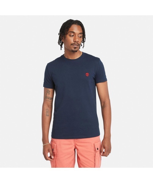 Timberland(ティンバーランド)の「メンズ 半袖 ジャージー Tシャツ(Tシャツ/カットソー・メンズ・ネイビー・LARGE/MEDIUM/SMALL)」の1枚目の写真