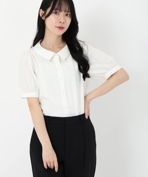 STRAWBERRY-FIELDS（ストロベリーフィールズ）の「キャンディストライプ＿ストライプパール釦ブラウス　シャツ・ブラウス（シャツ/ブラウス・レディース・ロイヤルブルー/ブラック/オフホワイト・2）」の3枚目の写真