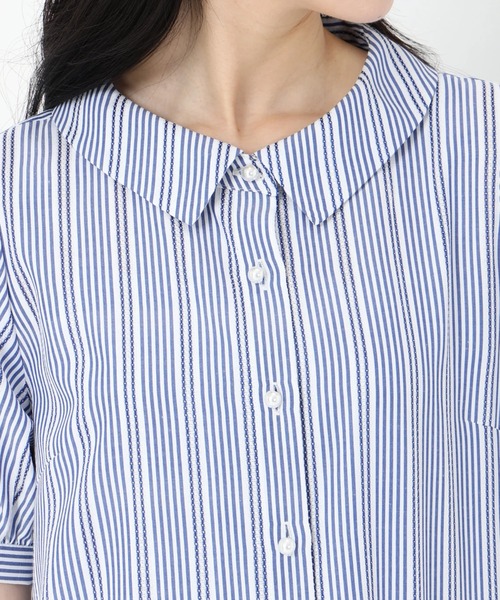 STRAWBERRY-FIELDS（ストロベリーフィールズ）の「キャンディストライプ＿ストライプパール釦ブラウス　シャツ・ブラウス（シャツ/ブラウス・レディース・ロイヤルブルー/ブラック/オフホワイト・2）」の9枚目の写真