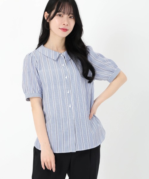 STRAWBERRY-FIELDS（ストロベリーフィールズ）の「キャンディストライプ＿ストライプパール釦ブラウス　シャツ・ブラウス（シャツ/ブラウス・レディース・ロイヤルブルー/ブラック/オフホワイト・2）」の12枚目の写真