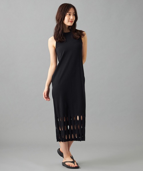 Chacott(チャコット)の「【ノーソーイングニット】カットアウトニットワンピース(ワンピース・レディース・グリーン/ブラック・M)」の1枚目の写真