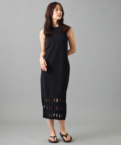 Chacott(チャコット)の「【ノーソーイングニット】カットアウトニットワンピース(ワンピース・レディース・グリーン/ブラック・M)」の4枚目の写真