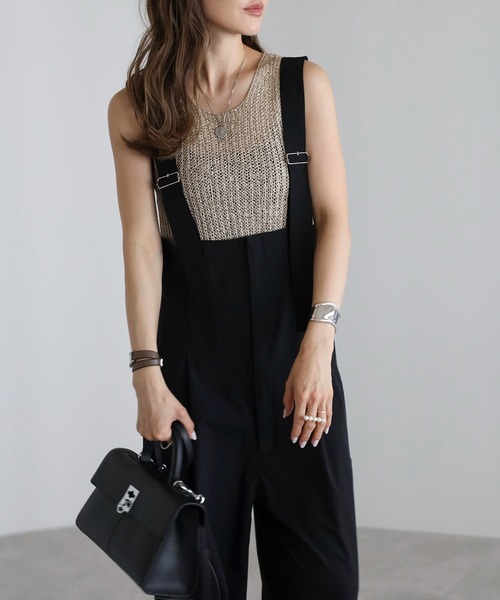 Bonjour Sagan（ボンジュールサガン）の「前後2WAYスパンコールノースリーブニット（タンクトップ・レディース・アイボリー/ベージュ/ブラウン・FREE）」の3枚目の写真