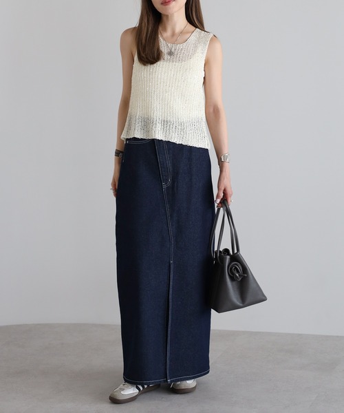 Bonjour Sagan（ボンジュールサガン）の「前後2WAYスパンコールノースリーブニット（タンクトップ・レディース・アイボリー/ベージュ/ブラウン・FREE）」の20枚目の写真