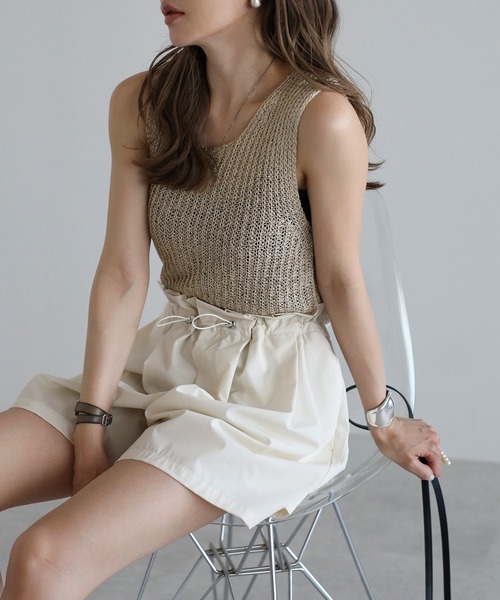 Bonjour Sagan（ボンジュールサガン）の「前後2WAYスパンコールノースリーブニット（タンクトップ・レディース・アイボリー/ベージュ/ブラウン・FREE）」の12枚目の写真