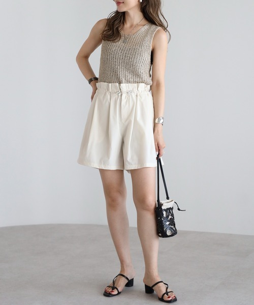 Bonjour Sagan（ボンジュールサガン）の「前後2WAYスパンコールノースリーブニット（タンクトップ・レディース・アイボリー/ベージュ/ブラウン・FREE）」の13枚目の写真