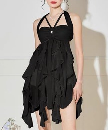 Lace Ladies（レースレディース）の「【2点セット】異素材 シアー ラッフルフリル ワンピース ショーツ付き セパレート水着（水着）」