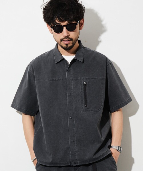 FREAK'S STORE(フリークスストア)の「AIR TECH BREATH Open Collar Shirt / オープンカラーシャツ / メッシュ ピグメント加工【セットアップ対応】(シャツ/ブラウス・メンズ・ブラック/オリーブ/ネイビー・LARGE/MEDIUM)」の5枚目の写真
