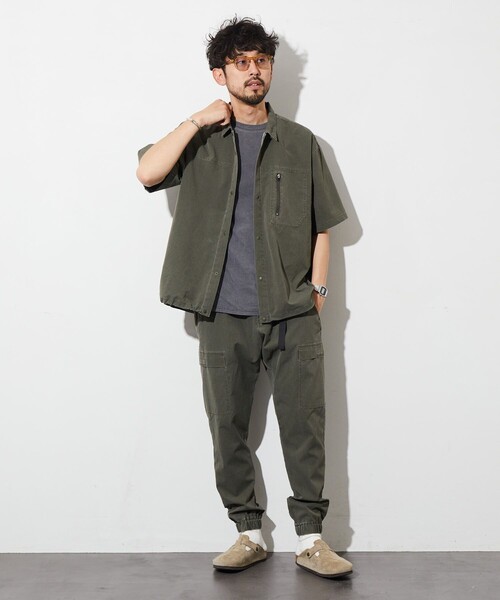 FREAK'S STORE(フリークスストア)の「AIR TECH BREATH Open Collar Shirt / オープンカラーシャツ / メッシュ ピグメント加工【セットアップ対応】(シャツ/ブラウス・メンズ・ブラック/オリーブ/ネイビー・LARGE/MEDIUM)」の8枚目の写真