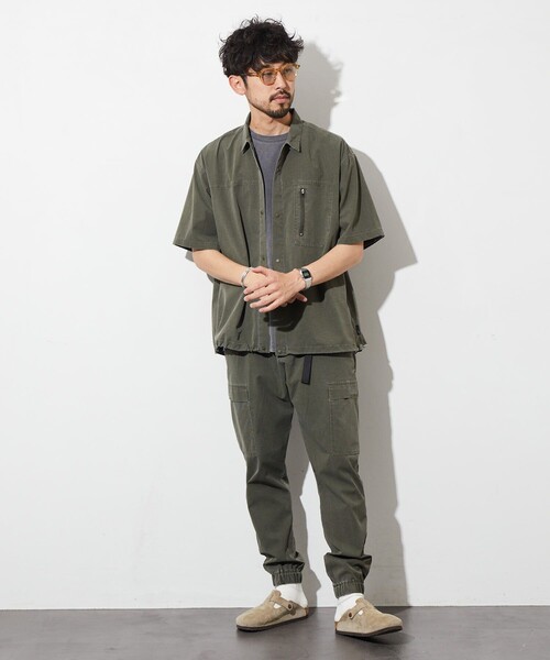 FREAK'S STORE(フリークスストア)の「AIR TECH BREATH Open Collar Shirt / オープンカラーシャツ / メッシュ ピグメント加工【セットアップ対応】(シャツ/ブラウス・メンズ・ブラック/オリーブ/ネイビー・LARGE/MEDIUM)」の9枚目の写真