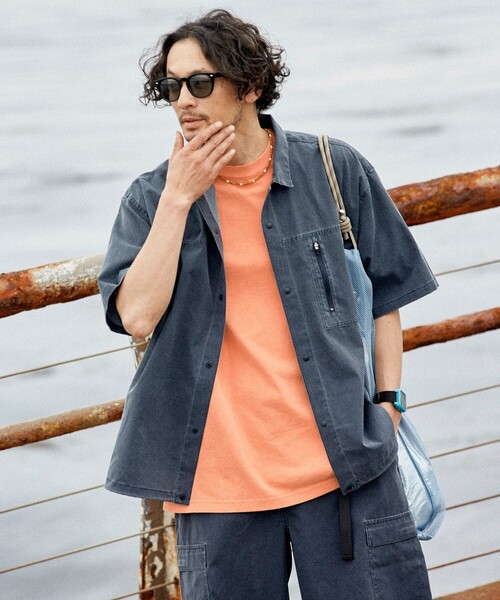 メンズウェア efflorescence open collar shirt ワーカーズ WORKERS オープンカラーシャツ ブロードクロス Open