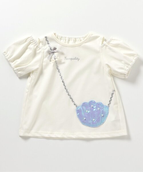 apres les cours（アプレレクール）の「【接触冷感/ジュニア対応】シェルポシェットオフショルTシャツ（Tシャツ/カットソー・キッズ・アイボリー/エメラルド・100/130/80/110/120/140/90）」の11枚目の写真