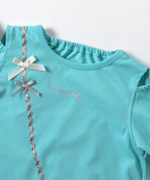 apres les cours（アプレレクール）の「【接触冷感/ジュニア対応】シェルポシェットオフショルTシャツ（Tシャツ/カットソー・キッズ・アイボリー/エメラルド・100/130/80/110/120/140/90）」の14枚目の写真