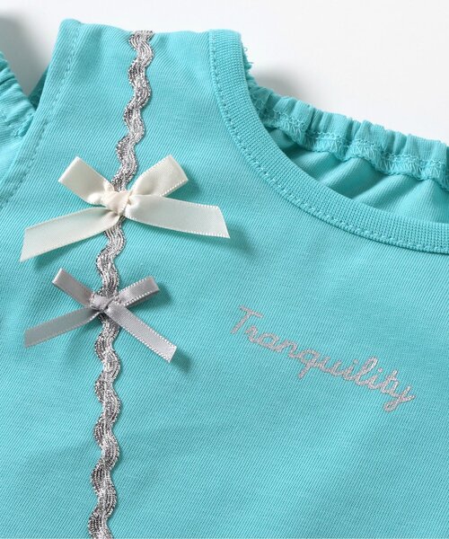 apres les cours（アプレレクール）の「【接触冷感/ジュニア対応】シェルポシェットオフショルTシャツ（Tシャツ/カットソー・キッズ・アイボリー/エメラルド・100/130/80/110/120/140/90）」の15枚目の写真