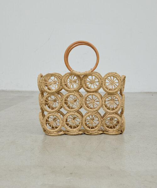 GALLARDAGALANTE（ガリャルダガランテ）の「サークルモチーフペーパーバッグ（かごバッグ・レディース・ベージュ・FREE）」の4枚目の写真