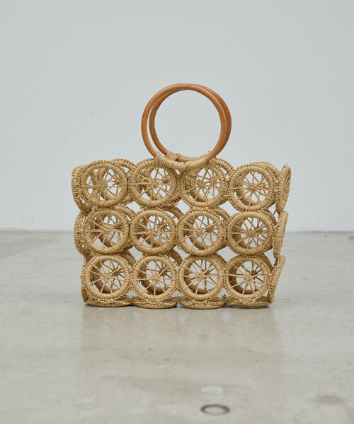 GALLARDAGALANTE（ガリャルダガランテ）の「サークルモチーフペーパーバッグ（かごバッグ・レディース・ベージュ・FREE）」の6枚目の写真