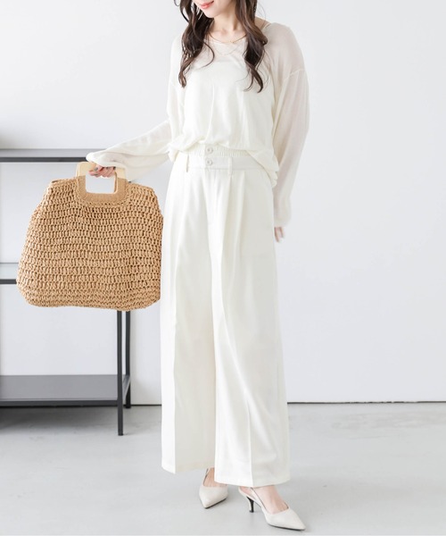 La-gemme(ラジェム)の「レイヤードワイドパンツ(その他パンツ・レディース・グレイッシュベージュ/ブラック/オフホワイト/ブラウン・L/M)」の5枚目の写真