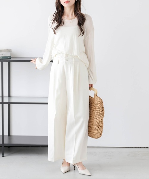La-gemme(ラジェム)の「レイヤードワイドパンツ(その他パンツ・レディース・グレイッシュベージュ/ブラック/オフホワイト/ブラウン・L/M)」の8枚目の写真