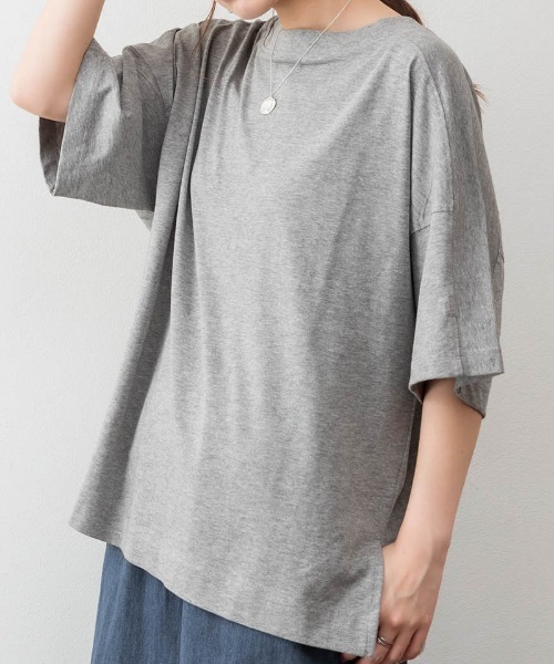 RCD（アールシーディー）の「前後2WAYビックシルエットTシャツ（Tシャツ/カットソー・レディース・オフホワイト/ブラック/杢グレー/グレイッシュベージュ・LL～3L/M-L/4L～5L）」の3枚目の写真