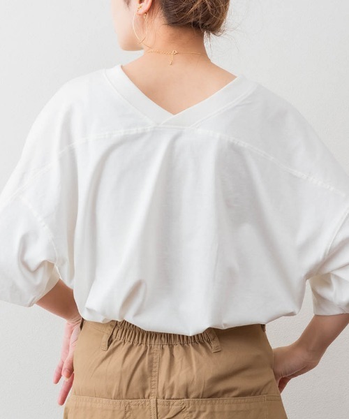 RCD（アールシーディー）の「前後2WAYビックシルエットTシャツ（Tシャツ/カットソー・レディース・オフホワイト/ブラック/杢グレー/グレイッシュベージュ・LL～3L/M-L/4L～5L）」の2枚目の写真