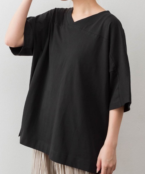 RCD（アールシーディー）の「前後2WAYビックシルエットTシャツ（Tシャツ/カットソー・レディース・オフホワイト/ブラック/杢グレー/グレイッシュベージュ・LL～3L/M-L/4L～5L）」の5枚目の写真